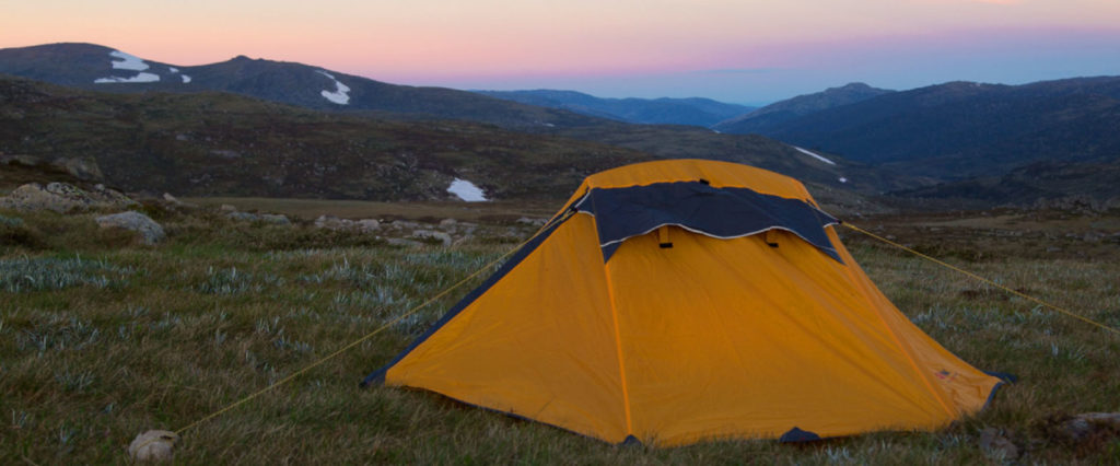 Tent at the summit of Mt. Kosciuszko in Australia
