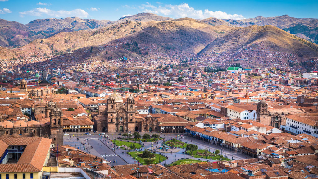 Aerial view of the city of Cusco, Peru